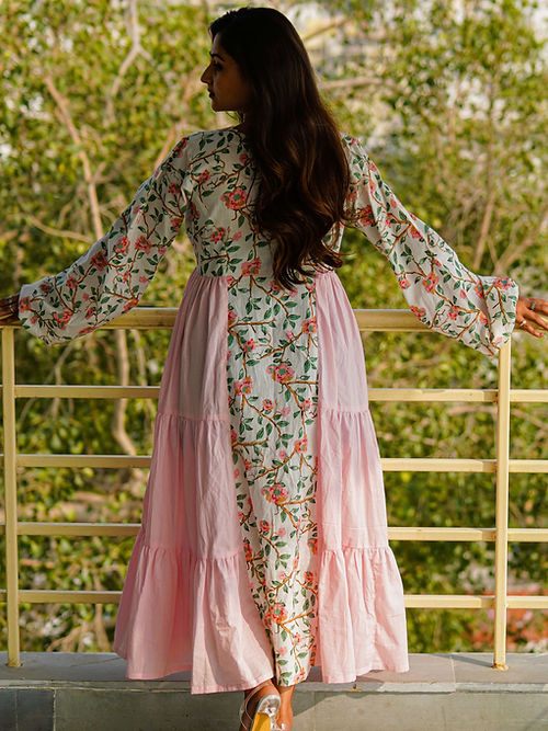 Elegent Side Flare Gown Dress, Handmade with Premium Cotton