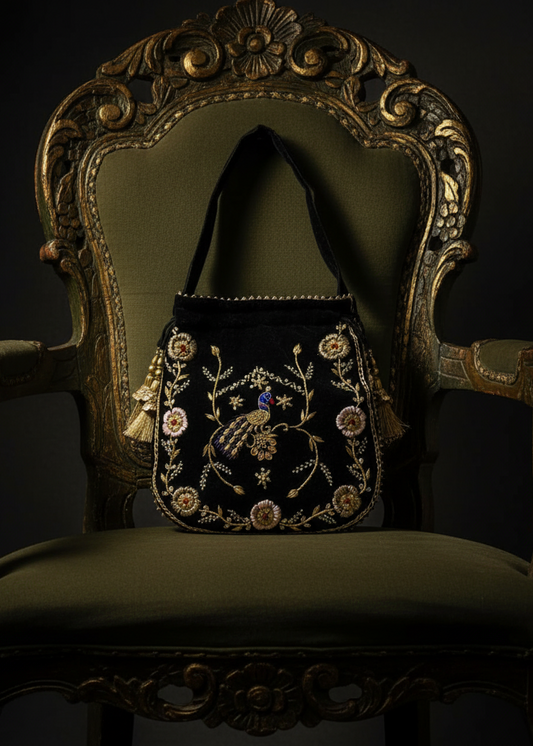 Royal Rajasthani Velvet Potli Bag – Handcrafted Heritage in Every Detail
