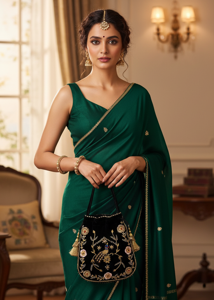 Royal Rajasthani Velvet Potli Bag – Handcrafted Heritage in Every Detail