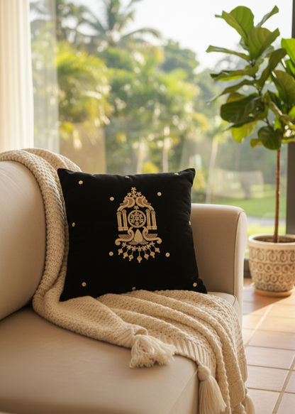 Maroon Velvet Cushion Cover – Handcrafted Jardo-Jari Embroidery (16x16")