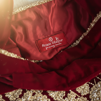 Royal Rajasthani Velvet Potli Bag – Handcrafted Heritage in Every Detail