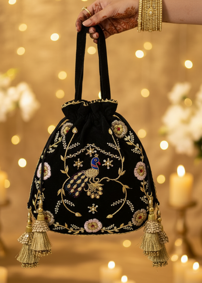 Royal Rajasthani Velvet Potli Bag – Handcrafted Heritage in Every Detail