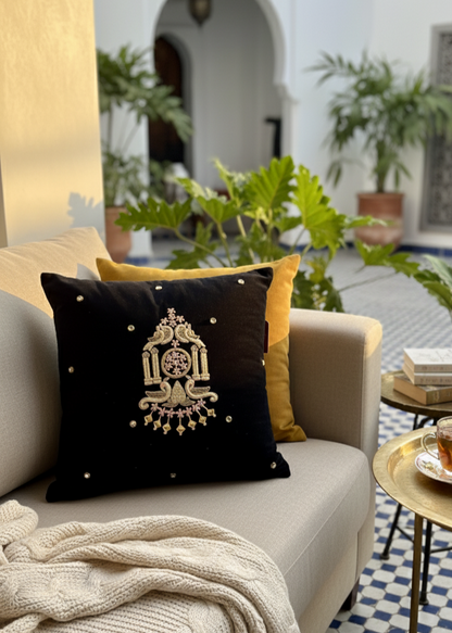 Maroon Velvet Cushion Cover – Handcrafted Jardo-Jari Embroidery (16x16")