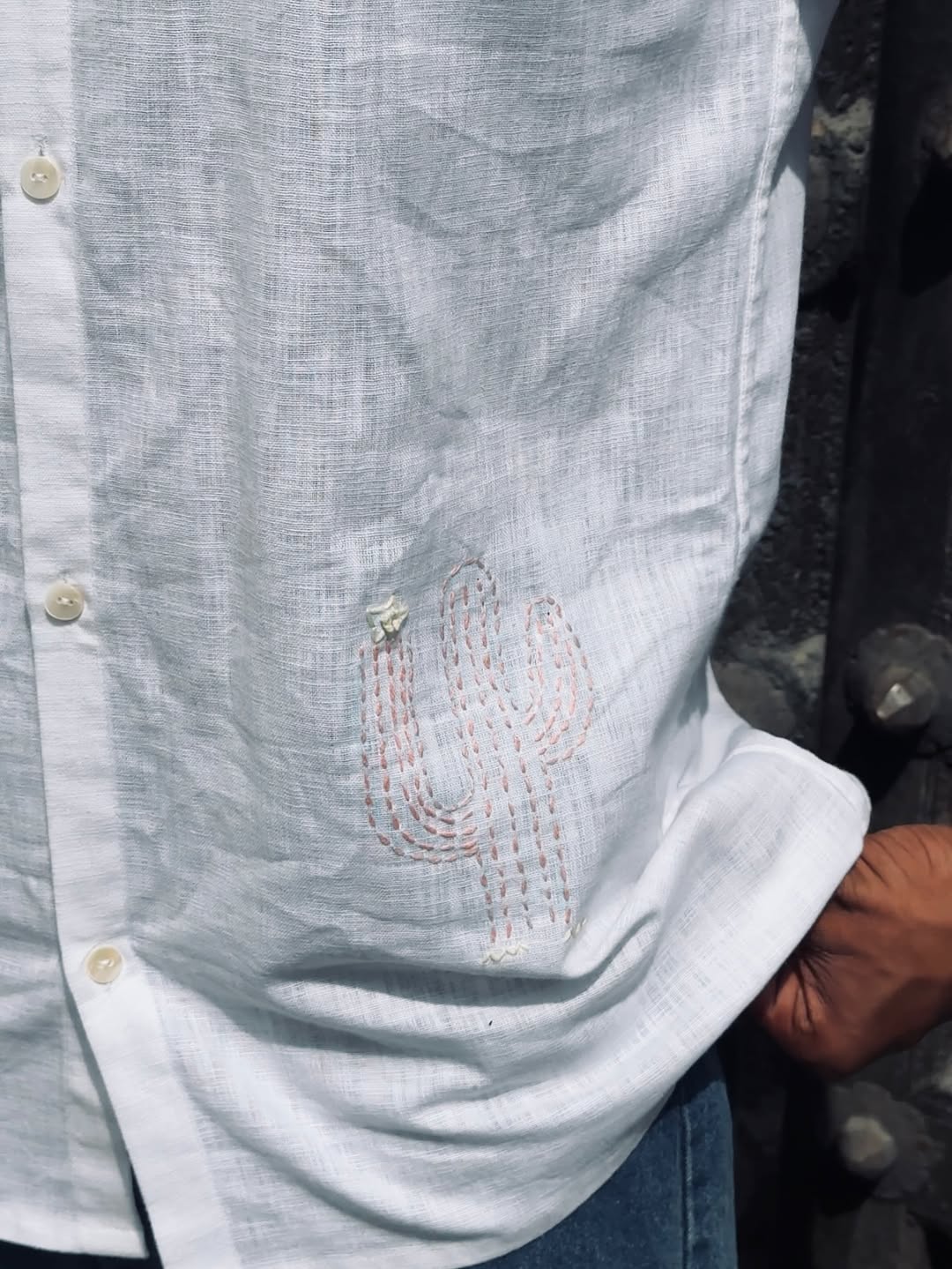 White Hand-Embroidered Cotton Shirt – Minimal Elegance by Ahsaas Udaipur