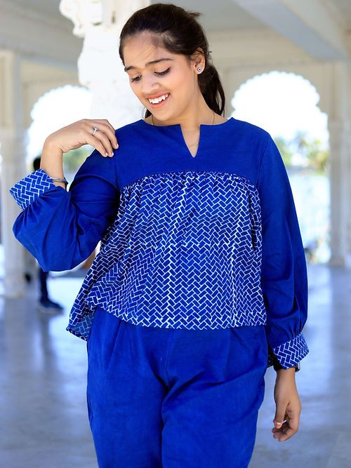 Natural Blue Indigo Cord Set, Handmade with Premium Cotton