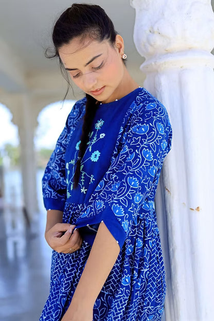 Natural Indigo Mini Dress, Handmade with Premium Cotton