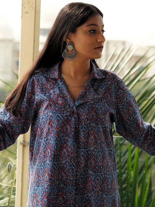 Mystical Print Designer Kurta with Collar
