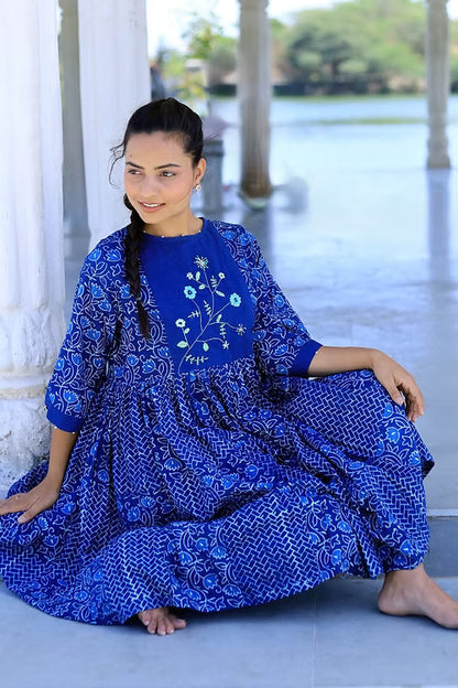 Natural Indigo Mini Dress, Handmade with Premium Cotton