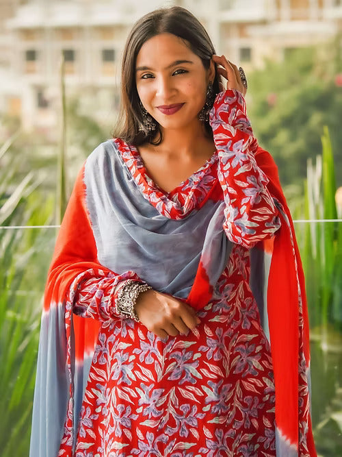 Chuddidar Tear Sharara Suit, Handmade with Premium Cotton