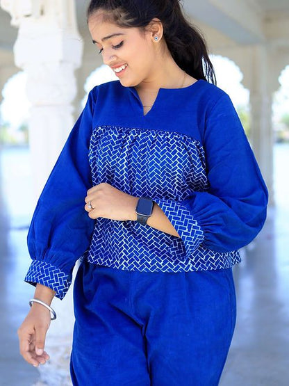 Natural Blue Indigo Cord Set, Handmade with Premium Cotton