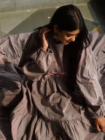 Elegant Hot Pink Tear Maxi Dress, Handmade with Premium Cotton, Resham work