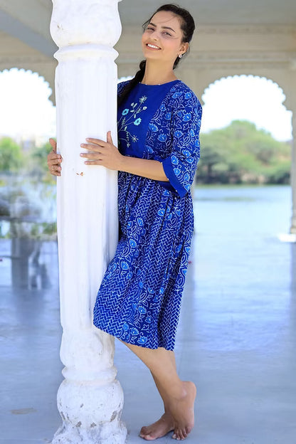 Natural Indigo Mini Dress, Handmade with Premium Cotton